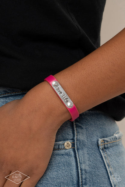 Paparazzi Accessories-Love Life Pink LOTP Inspirational Bracelet