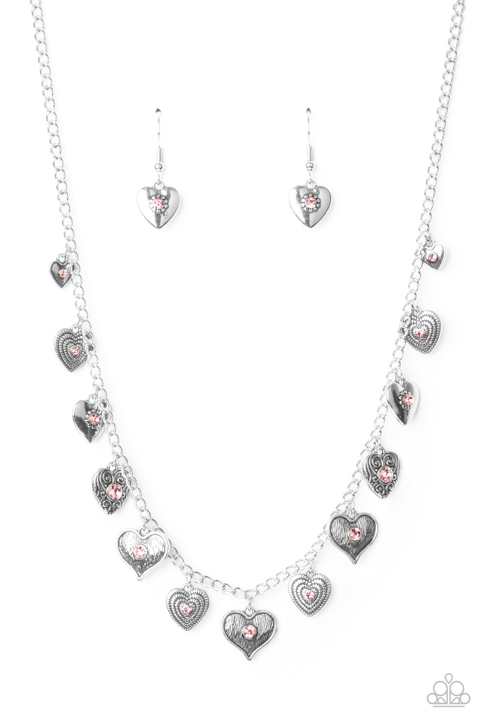 Paparazzi Accessories-Lovely Lockets Pink Rhinestone Necklace Set