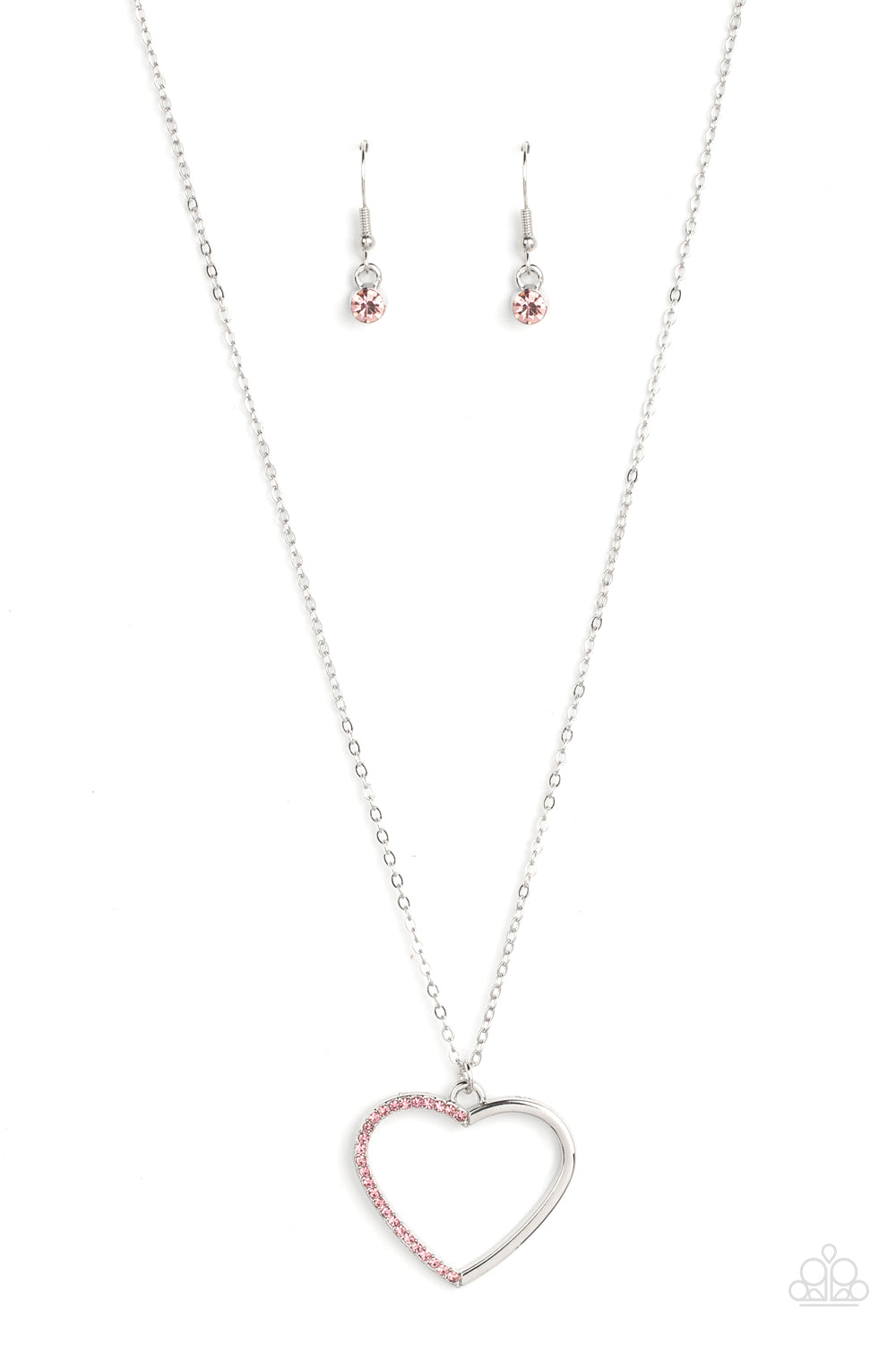 Paparazzi Accessories-Love To Sparkle Pink Rhinestone Heart Necklace Set