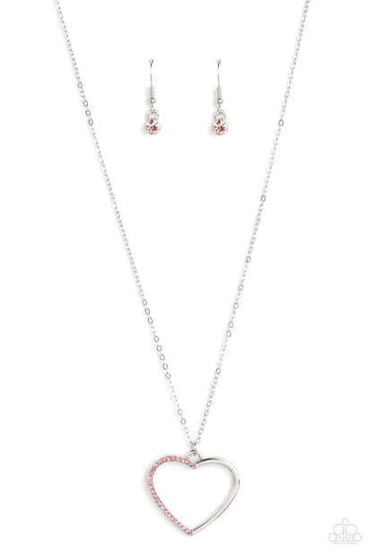 Paparazzi Accessories-Love To Sparkle Pink Rhinestone Heart Necklace Set