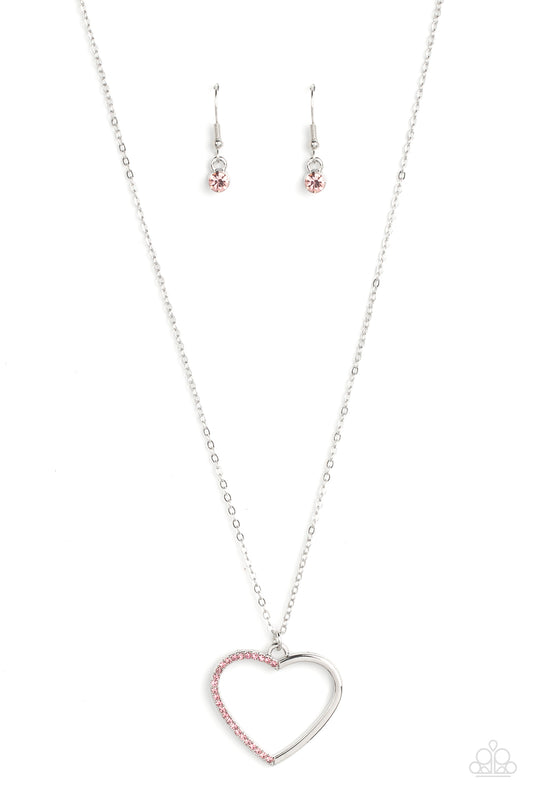 Paparazzi Accessories-Love To Sparkle Pink Rhinestone Heart Necklace Set