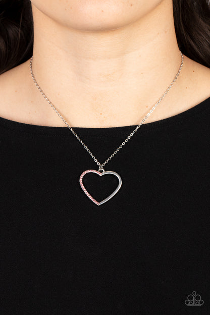 Paparazzi Accessories-Love To Sparkle Pink Rhinestone Heart Necklace Set