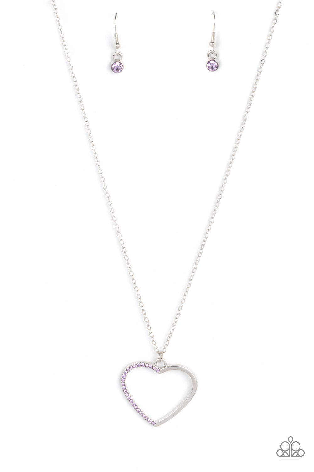 Paparazzi Accessories-Love to Sparkle Purple Shiny Silver Heart Necklace Set