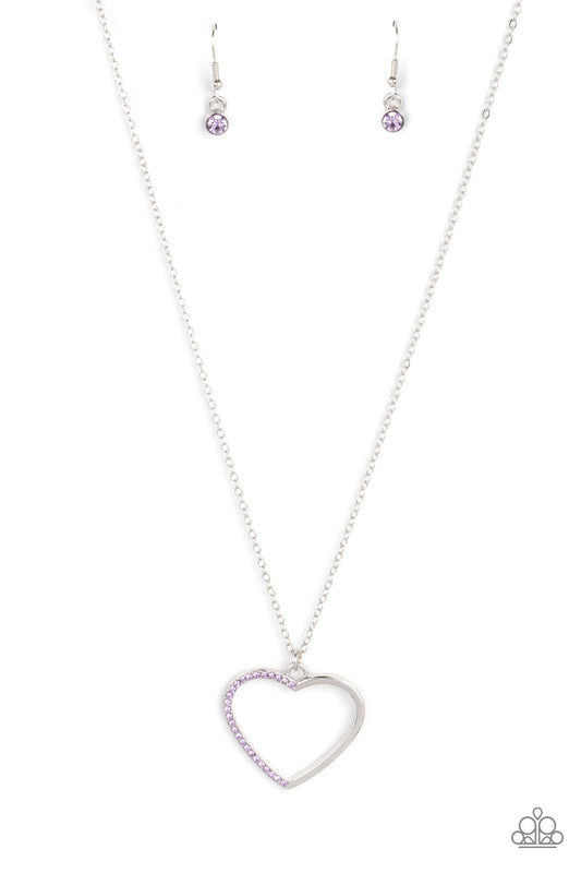 Paparazzi Accessories-Love to Sparkle Purple Shiny Silver Heart Necklace Set
