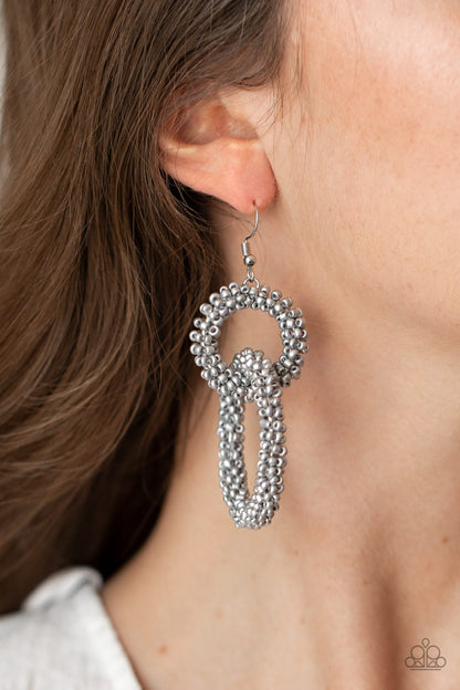 Paparazzi Accessories-Luck BEAD A Lady Silver Earrings