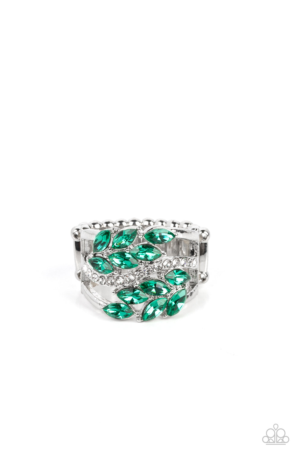 Paparazzi Accessories-Luminously Leafy Green Marquise Crystal Ring