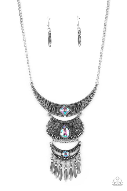 Paparazzi Accessories-Lunar Enchantment Multi Geometric UV Shimmer Necklace Set