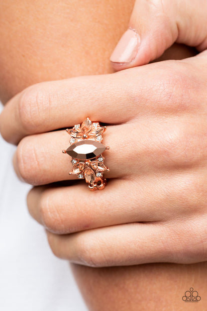 Paparazzi Accessories-Luxury Luster Copper Marquise Aurum Gem Ring