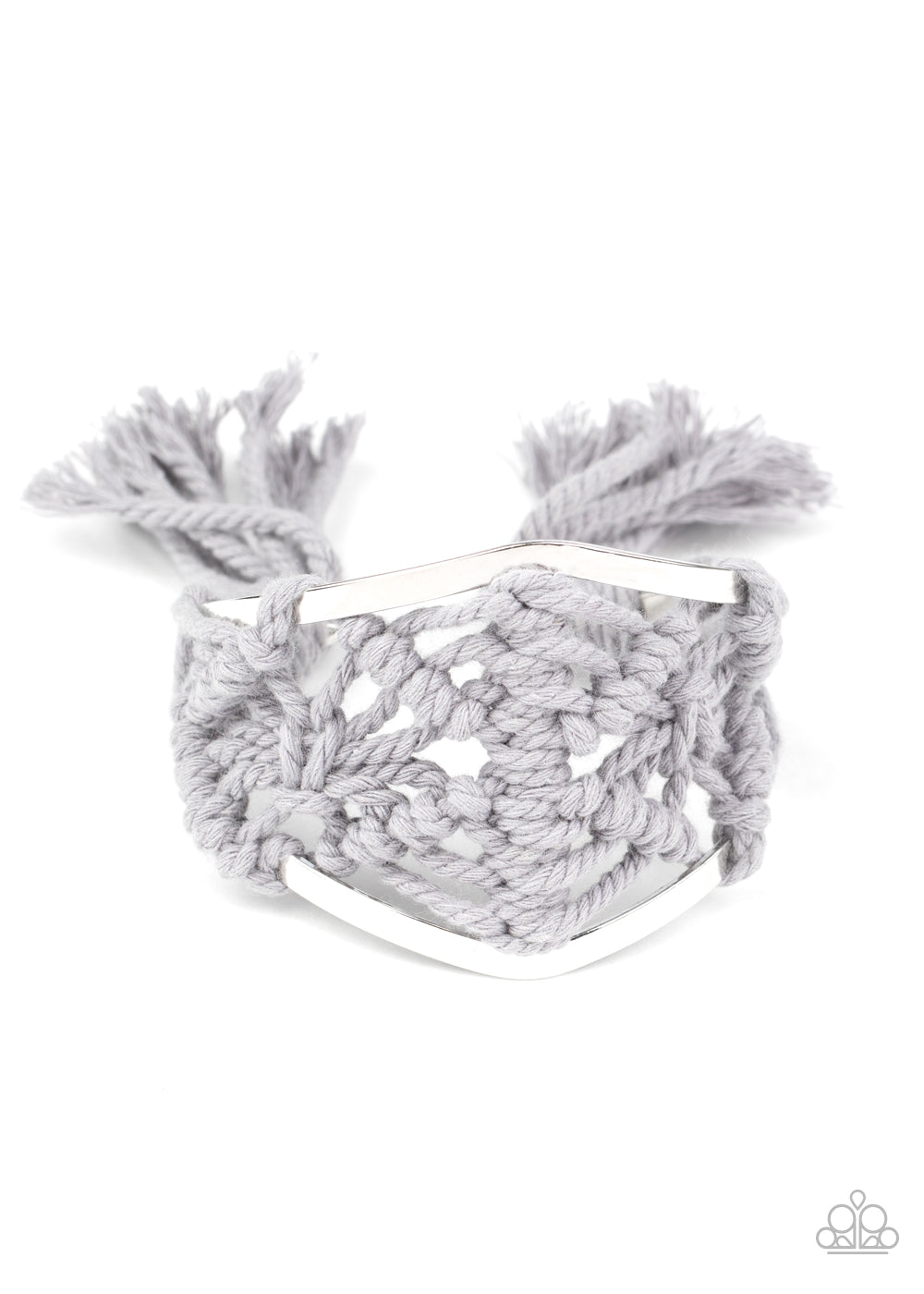 Paparazzi Accessories-Macrame Mode Silver Weave Bracelet
