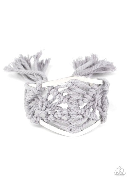 Paparazzi Accessories-Macrame Mode Silver Weave Bracelet