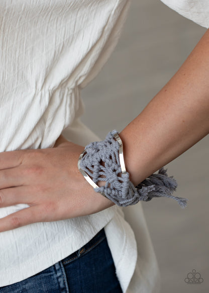 Paparazzi Accessories-Macrame Mode Silver Weave Bracelet