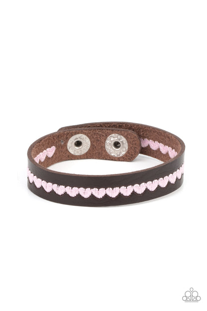 Paparazzi Accessories-Made With Love Pink Heart Leather Bracelet
