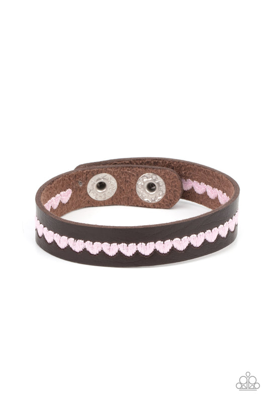 Paparazzi Accessories-Made With Love Pink Heart Leather Bracelet