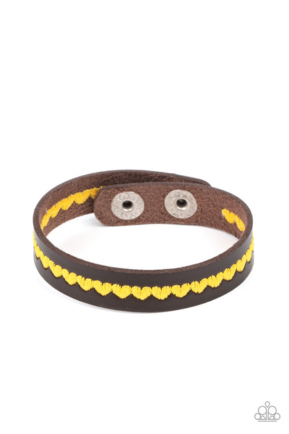 Paparazzi Accessories-Made With Love Yellow/Brown Heart Bracelet