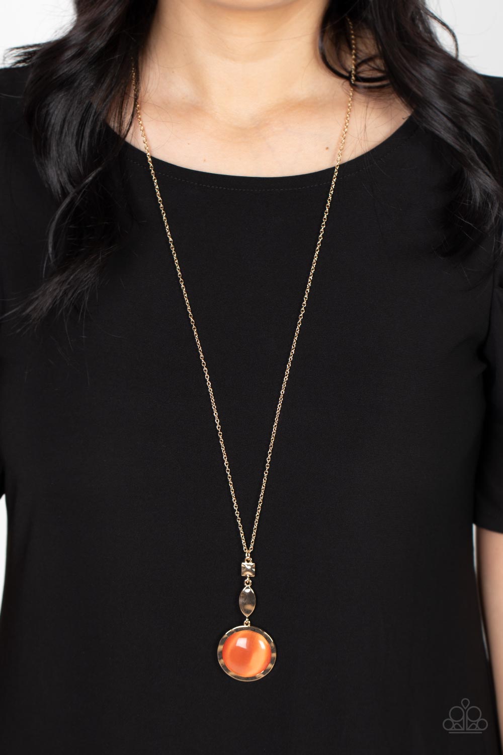 Paparazzi Accessories-Magic Carpet Cruise Orange Cat's Eye Necklace Set