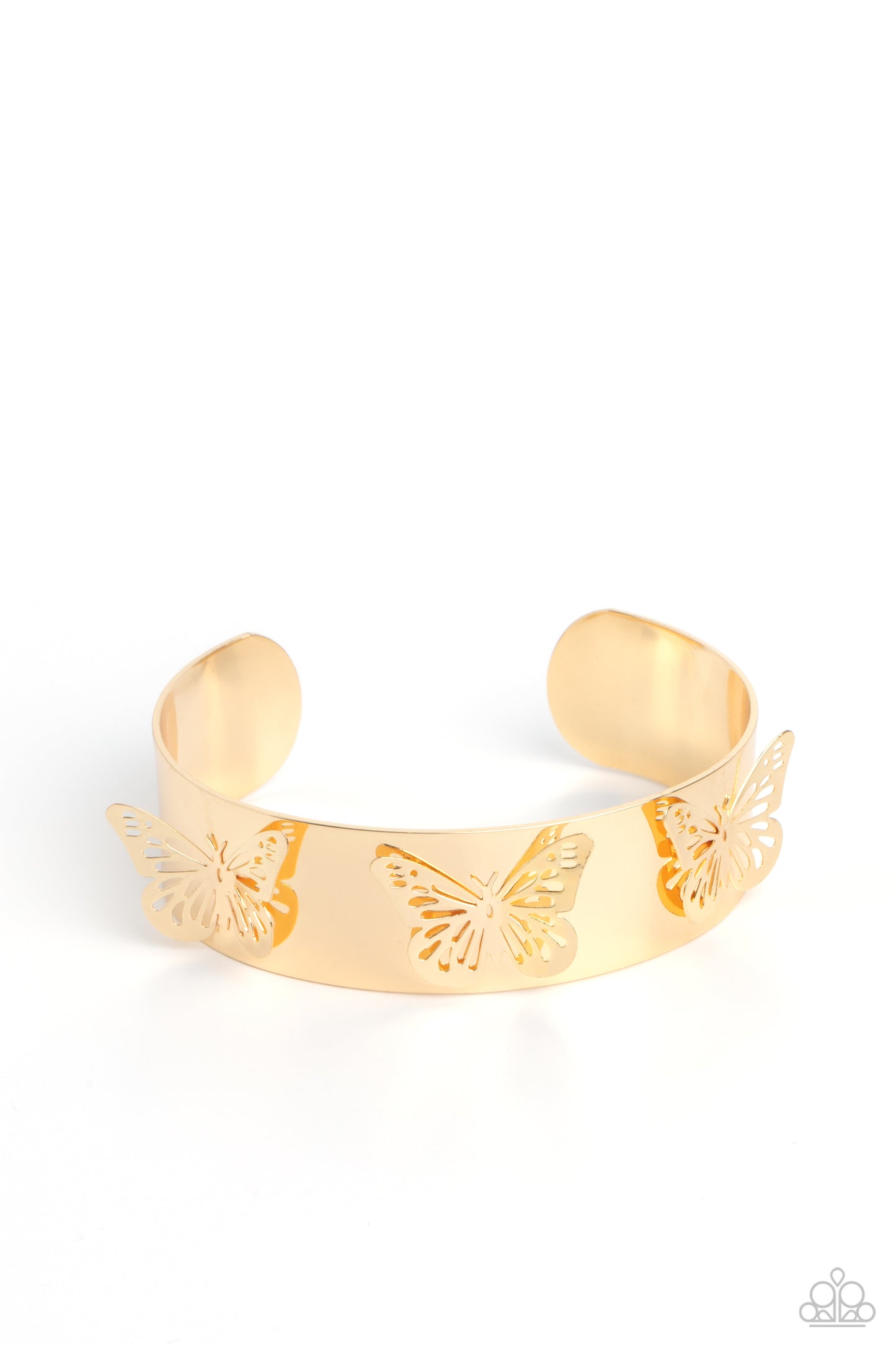 Paparazzi Accessories-Magical Mariposas Gold Butterflies Cuff Bracelet