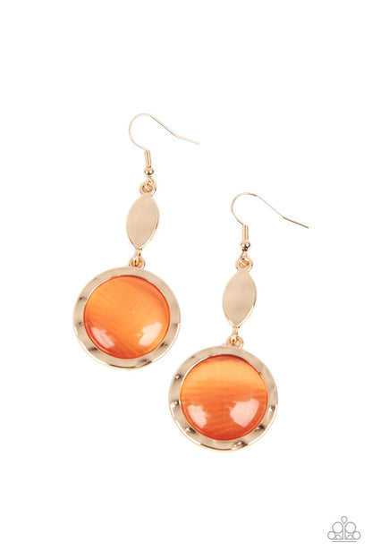 Paparazzi Accessories-Magically Magnificent Orange Round Cat's Eye Earrings