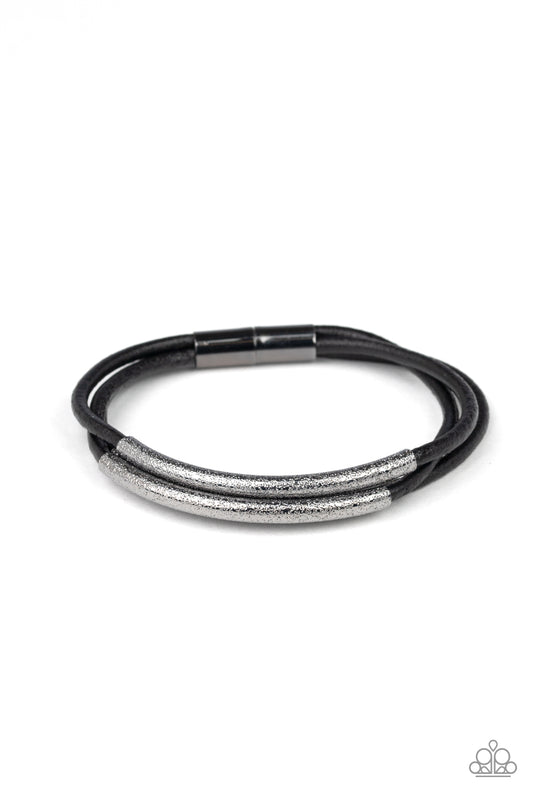 Paparazzi Accessories-Magnetic Maverick Black/Silver Bracelet