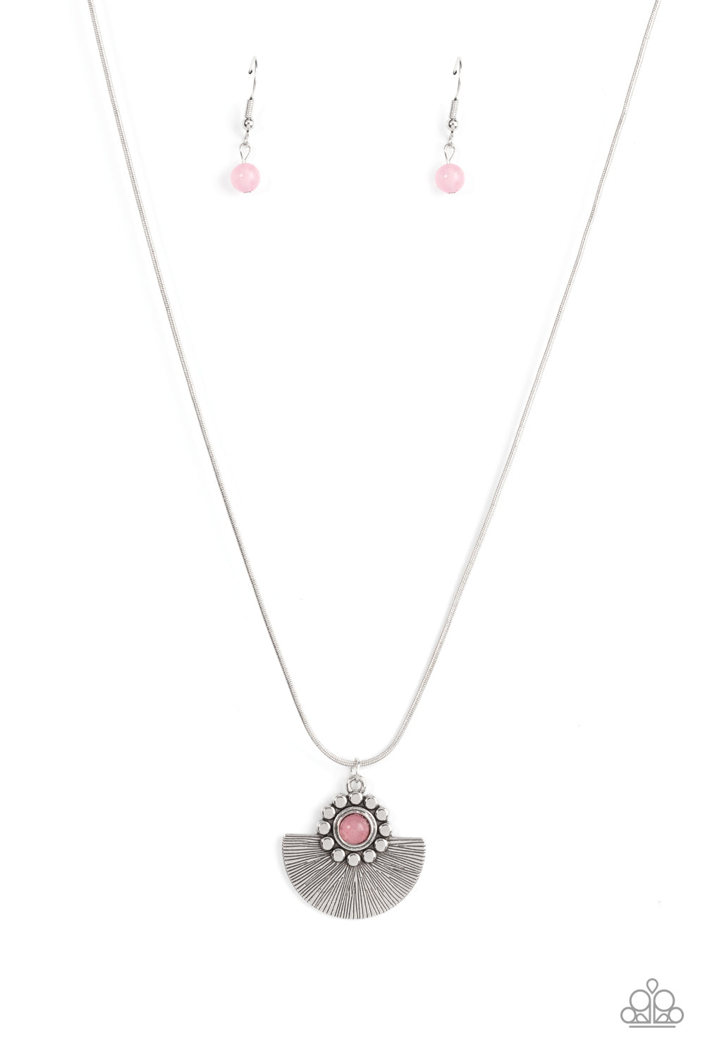 Paparazzi Accessories-Magnificent Manifestation Pink Half-Moon Silver Necklace Set