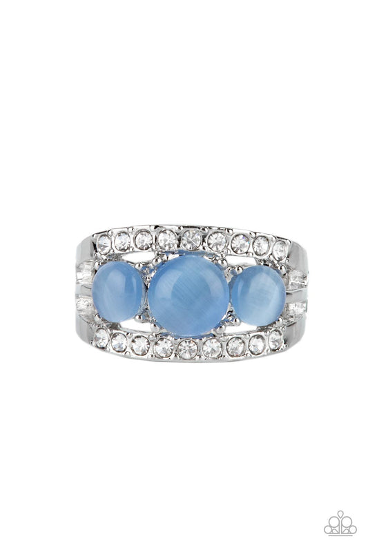 Paparazzi Accessories-Majestically Mythic Cerulean Blue Cat's Eye Ring