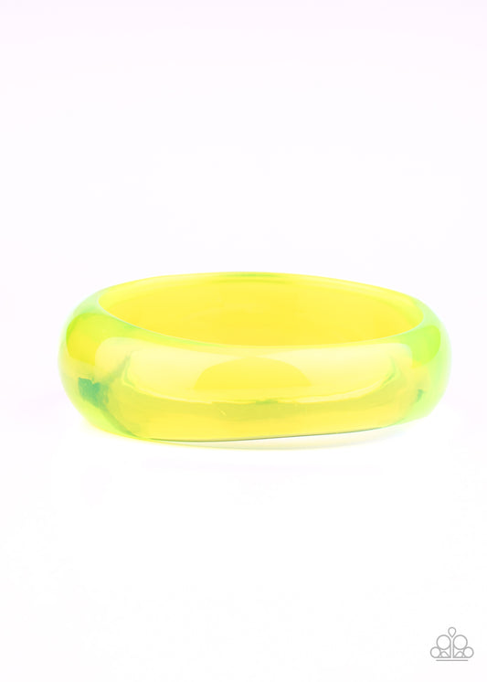 Paparazzi Accessories-Major Material Girl Yellow Acrylic Bangle