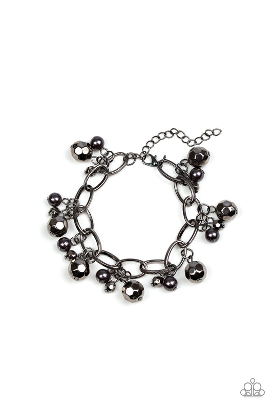 Paparazzi Accessories-Make Do In Malibu Black Pearly Bead Bracelet