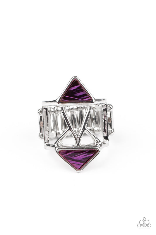 Paparazzi Accessories-Making Me Edgy Purple Triangular Ring