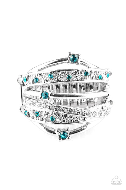 Paparazzi Accessories-Making The World Sparkle Blue Coalescing Ring