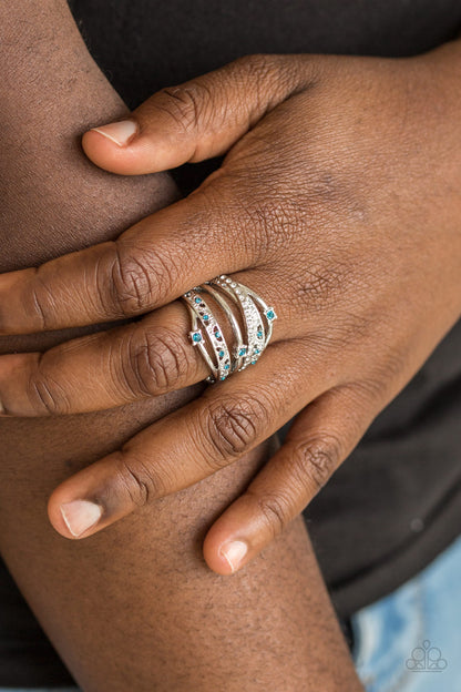 Paparazzi Accessories-Making The World Sparkle Blue Coalescing Ring