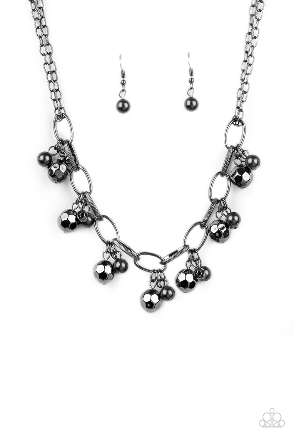 Paparazzi Accessories-Malibu Movement Black Pearly Necklace Set