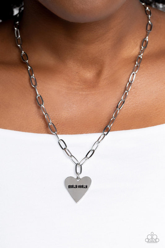 Paparazzi Accessories-Mama Can't Buy You Love Silver "Mama" Necklace Set