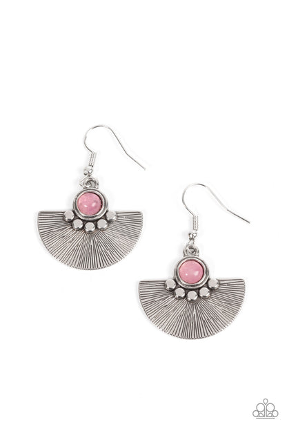 Paparazzi Accessories-Manifesting Magic Pink Half-Moon Silver Stud Earrings