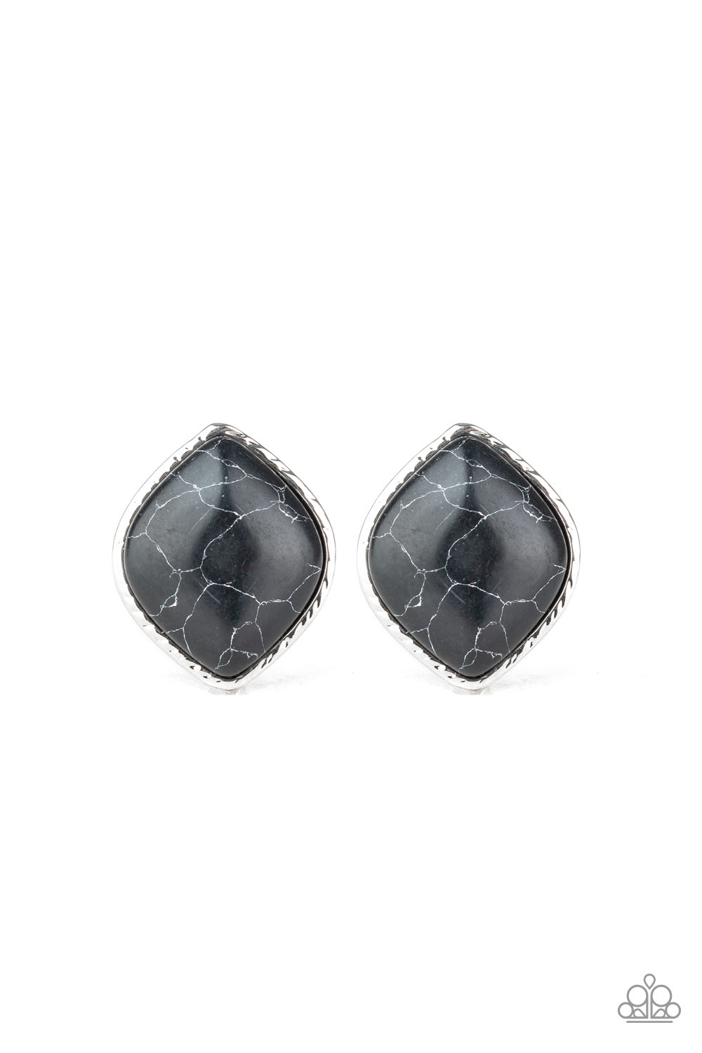 Paparazzi Accessories-Marble Marvel Black Earrings