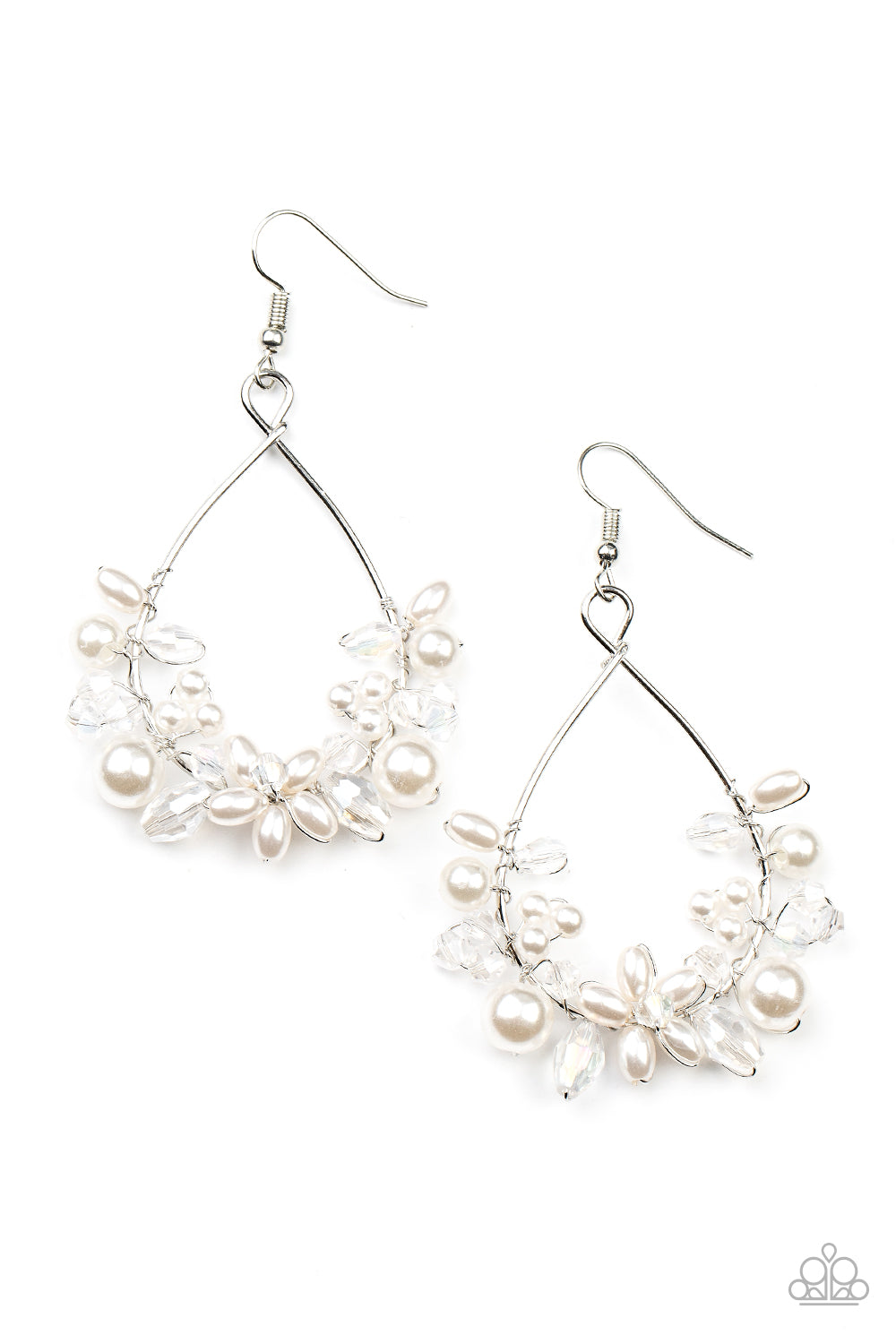Paparazzi Accessories-Marina Banquet White Bubbly Pearl Earrings