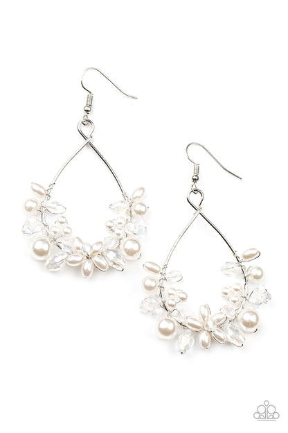 Paparazzi Accessories-Marina Banquet White Bubbly Pearl Earrings