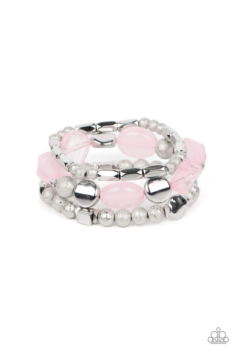 Paparazzi Accessories-Marina Magic Pink Crystal Sliver Bead Bracelet