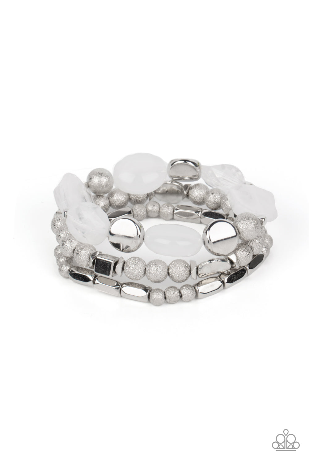 Paparazzi Accessories-Marina Magic Glassy White Crystal Cube Bracelet