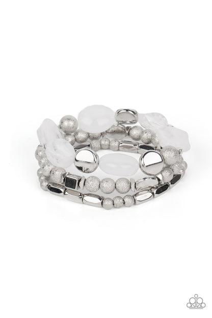 Paparazzi Accessories-Marina Magic Glassy White Crystal Cube Bracelet