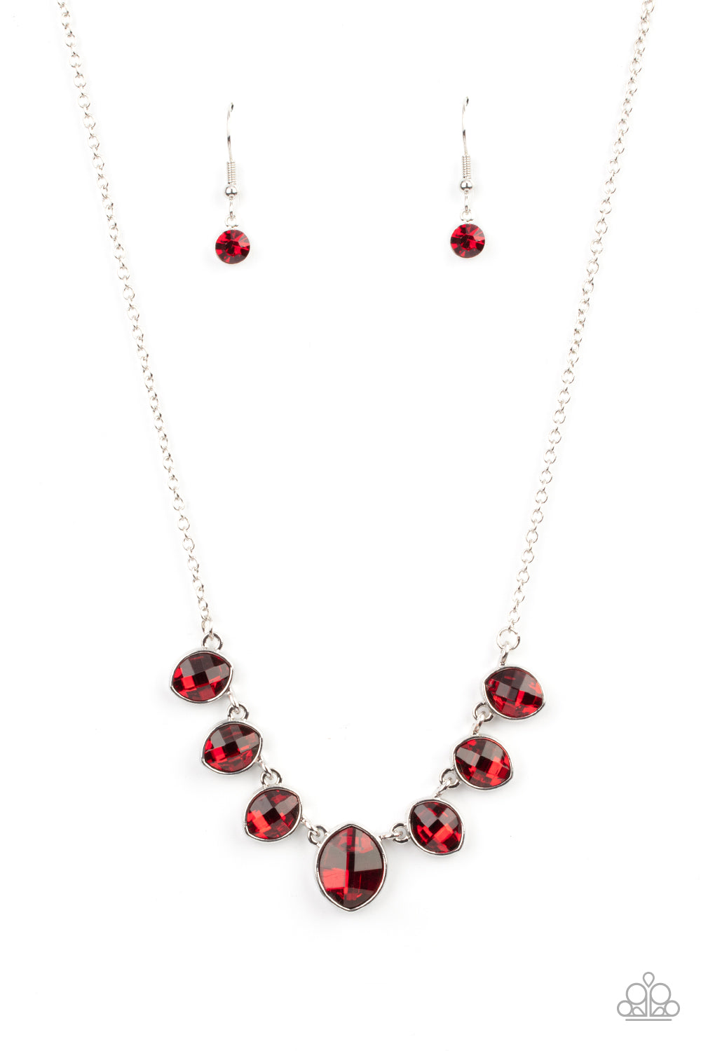 Paparazzi Accessories-Material Girl Glamour Red Rhinestone Sleek Necklace Set