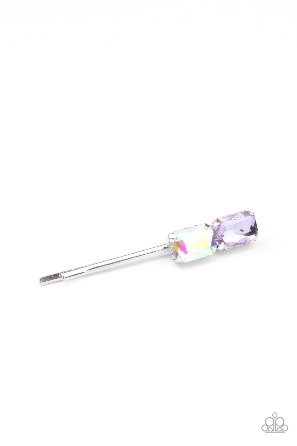 Paparazzi Accessories-Material Girl Goals Purple Iridescent Rhinestone Hair Clip
