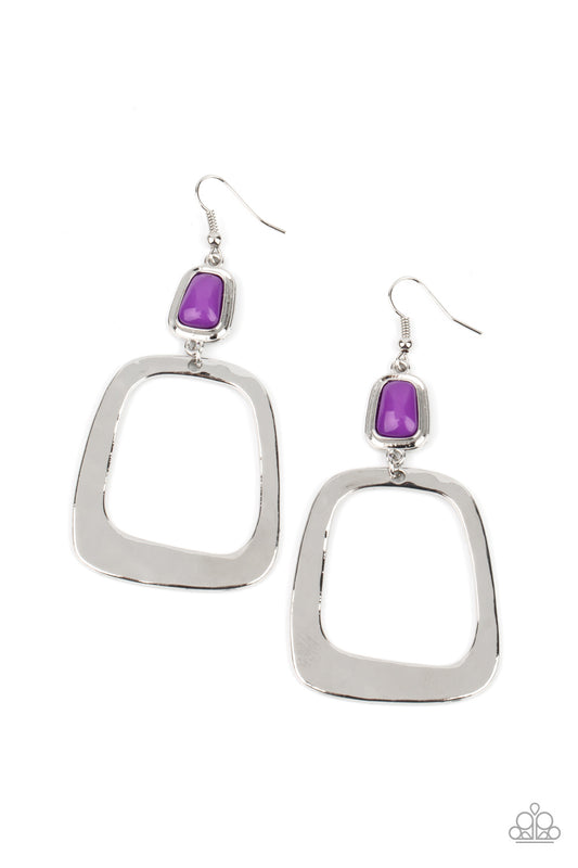 Paparazzi Accessories-Material Girl Mod Purple Square Hoop Earrings