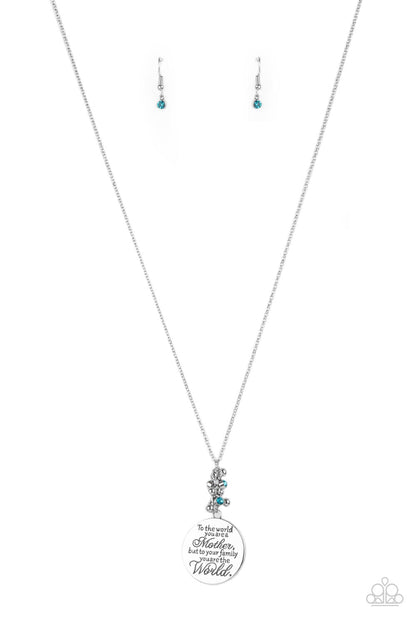 Paparazzi Accessories-Maternal Blessings Blue Inscribed Necklace Set
