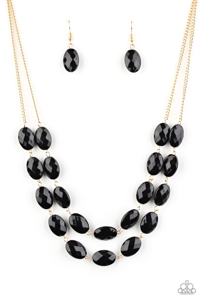 Paparazzi Accessories-Max Volume Black Oval Necklace Set