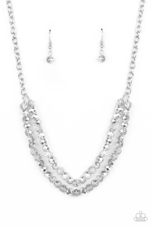 Paparazzi Accessories-May The FIERCE Be With You Silver/Crystal Bead Necklace Set