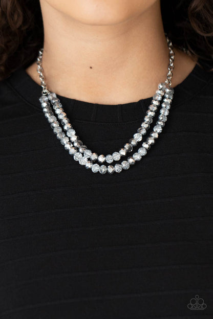 Paparazzi Accessories-May The FIERCE Be With You Silver/Crystal Bead Necklace Set