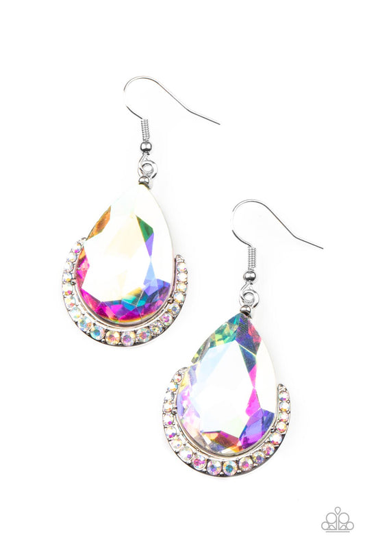Paparazzi Accessories-Mega Marvelous Multi Iridescent Teardrop Earrings