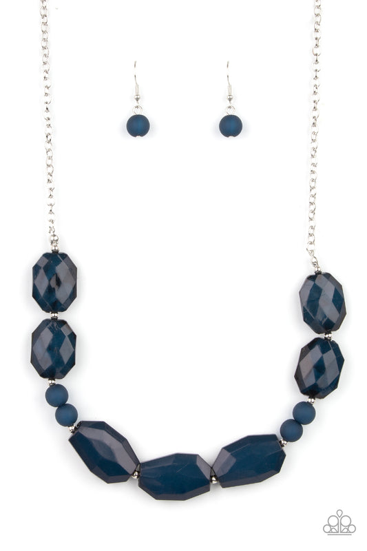 Paparazzi Accessories-Melrose Melody Blue Cloudy Bead Necklace Set