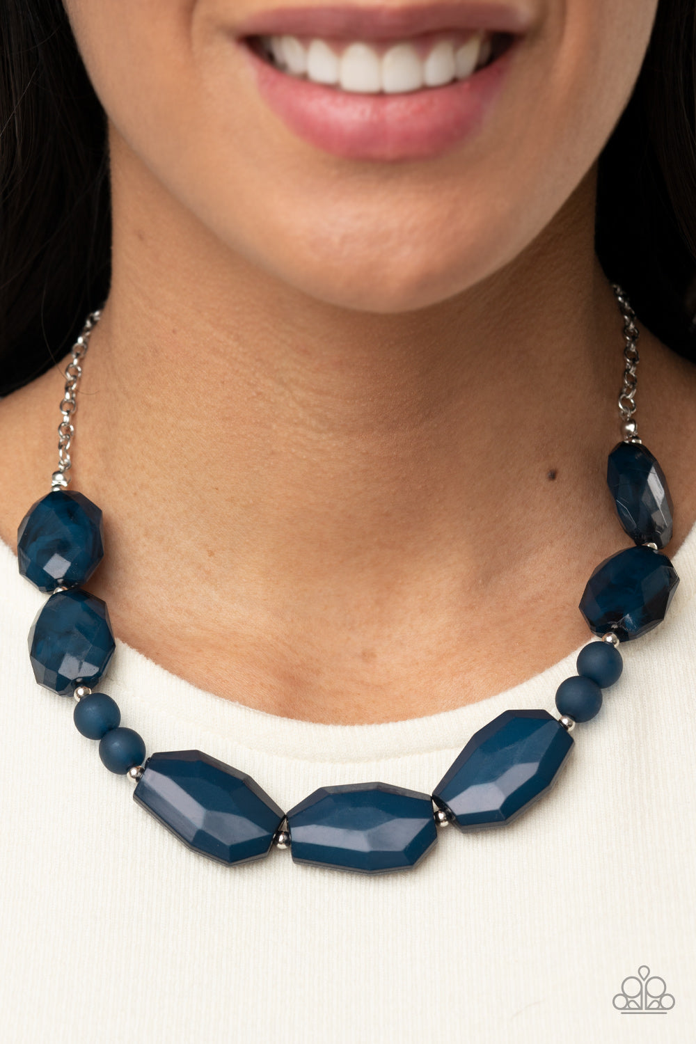 Paparazzi Accessories-Melrose Melody Blue Cloudy Bead Necklace Set