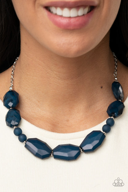 Paparazzi Accessories-Melrose Melody Blue Cloudy Bead Necklace Set