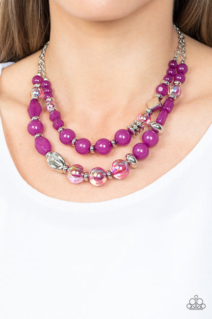 Paparazzi Accessories-Mere Magic Purple Iridescent Layered Necklace Set